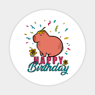 Capybara Birthday Bash - A Rainbow Celebration Magnet